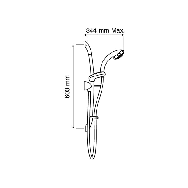 Mira Logic Chrome Shower Riser Rail Kit - Adjustable Bracket - 600mm High