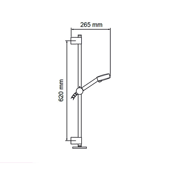 Mira Beat Chrome Adjustable Slide Rail Kit with Soap Dish - 620mm High