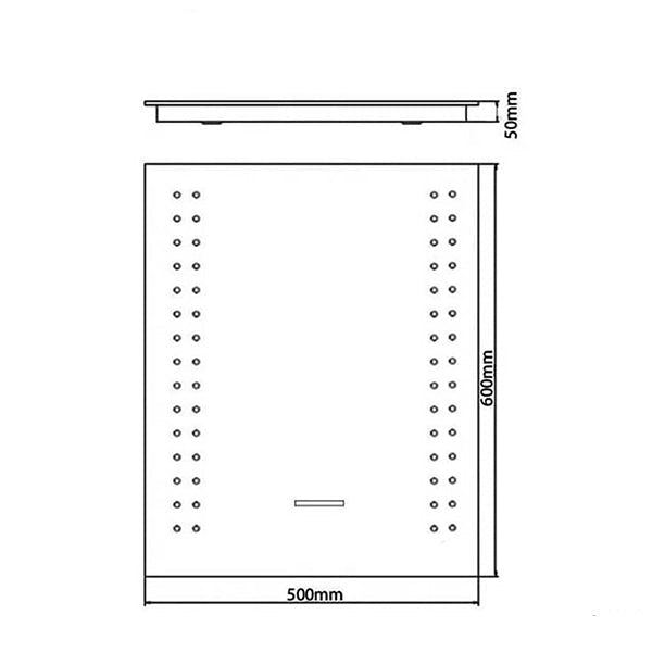 Sensio Apollo Rectangular Frontlit LED Bluetooth Mirror with Infrared Sensor - 500 x 600mm