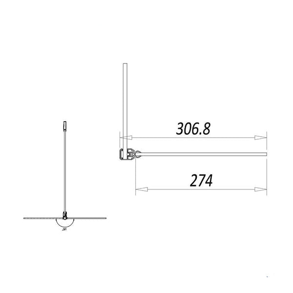 Clear glass JM S8 Frameless Wetroom Flipper Panel with aluminium profile, measuring 275 x 2000mm, by Tuskan Tiles.
