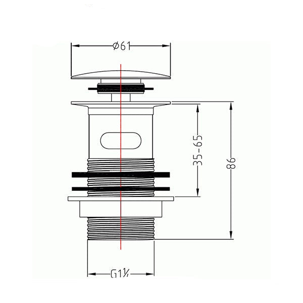 Imex Chrome Slotted Clicker Basin Waste with Removable Hair Catcher