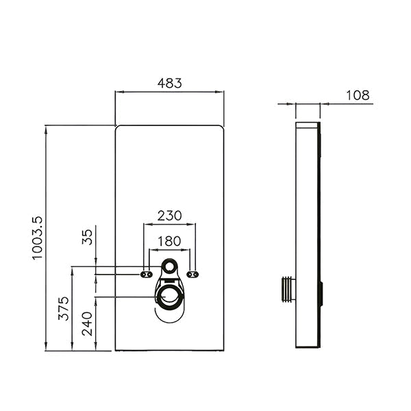 IMEX Senso Smart Touch Free Wave Dual Flush Cistern and Frame - 483 x 108 x 1003.5mm