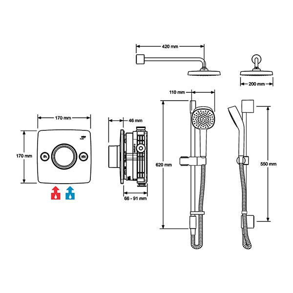 Mira Evoco Chrome Thermostatic Dual Outlet Mixer Shower Set