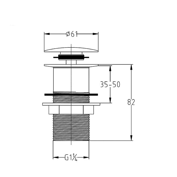 Nuie Chrome Easyclean Un-Slotted Sprung Plug Basin Waste