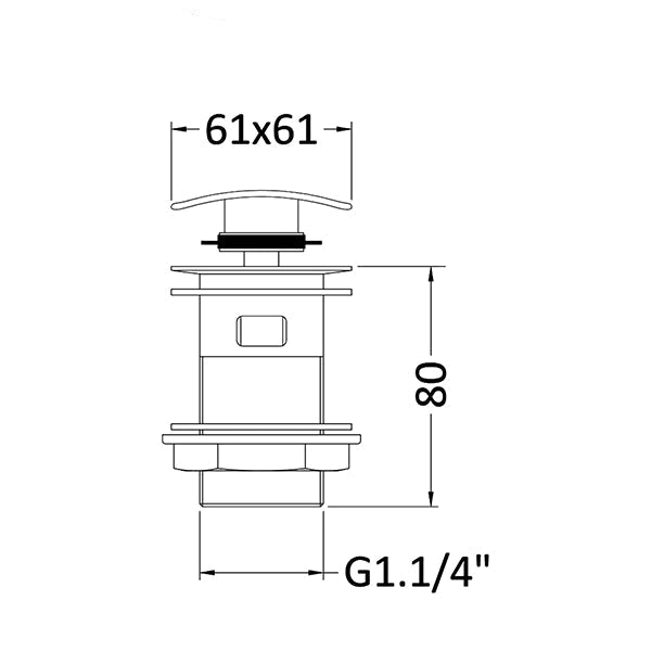 Nuie Chrome Square Slotted Push Button Basin Waste