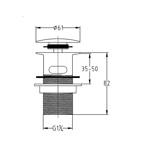 Nuie Chrome Easyclean Slotted Sprung Plug Basin Waste