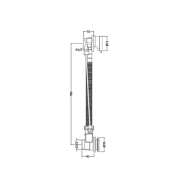 Nuie Freeflow bath filler with chrome pop-up waste and overflow, modern chrome faucet for bathroom bathtub.