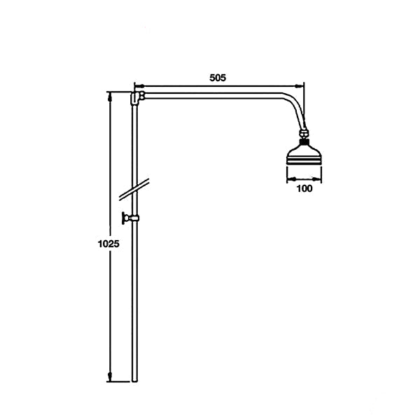 Nuie Traditional Rigid Riser with Swivel Shower Head - 1025mm High