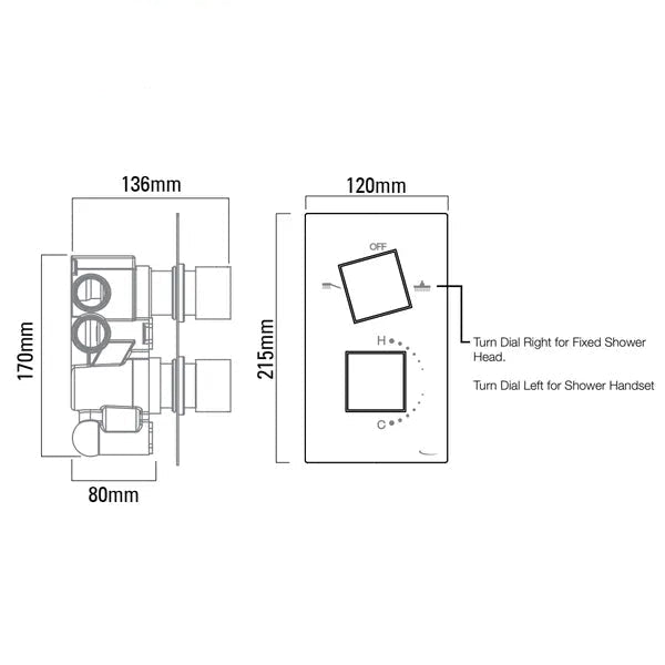 Tavistock Index Concealed Thermostatic Shower Valve - Rectangular Trim - 2 Control