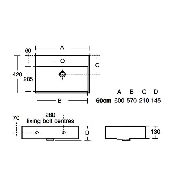 Ideal Standard Strada 600 x 420mm White 1 Tap-Hole Countertop Basin