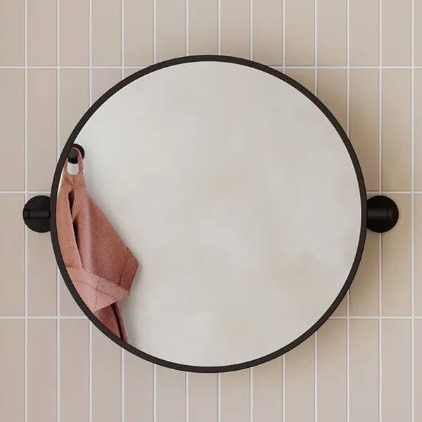 Sensio Chaol Contemporary Round Tiltable Mirror - Black Aluminium Frame - 500 x 500mm