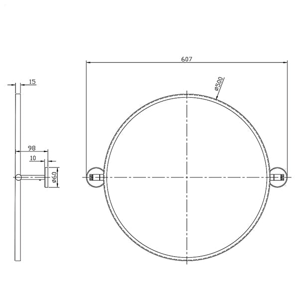 Sensio Chaol Contemporary Round Tiltable Mirror - Black Aluminium Frame - 500 x 500mm