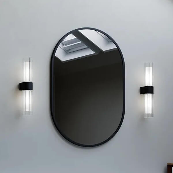 Sensio Eldon Contemporary Non-Illuminated Pill Shaped Mirror - Aluminium Frame