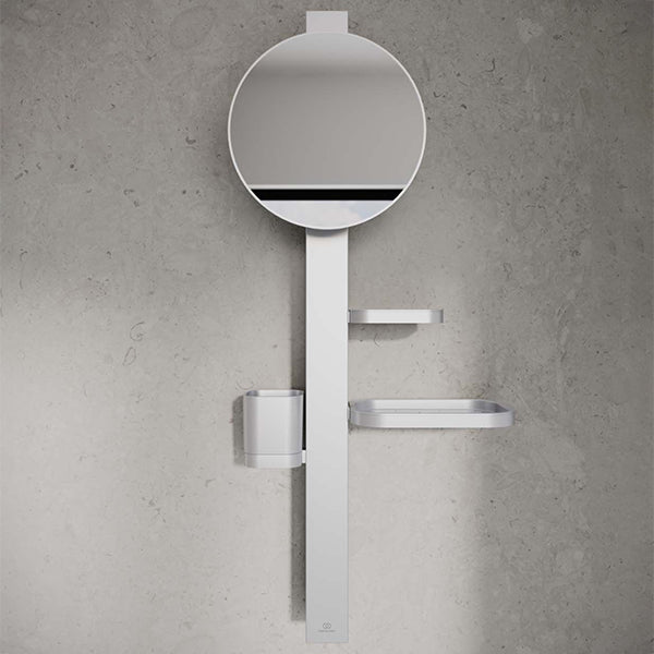 Ideal Standard ALU+ Round Cosmetic Magnifying Mirror with Tumbler - 200 x 200mm