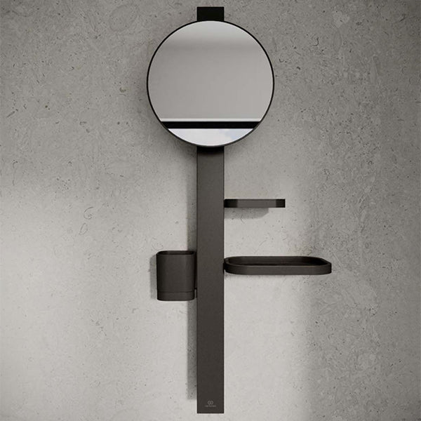 Ideal Standard ALU+ Round Cosmetic Magnifying Mirror with Tumbler - 200 x 200mm