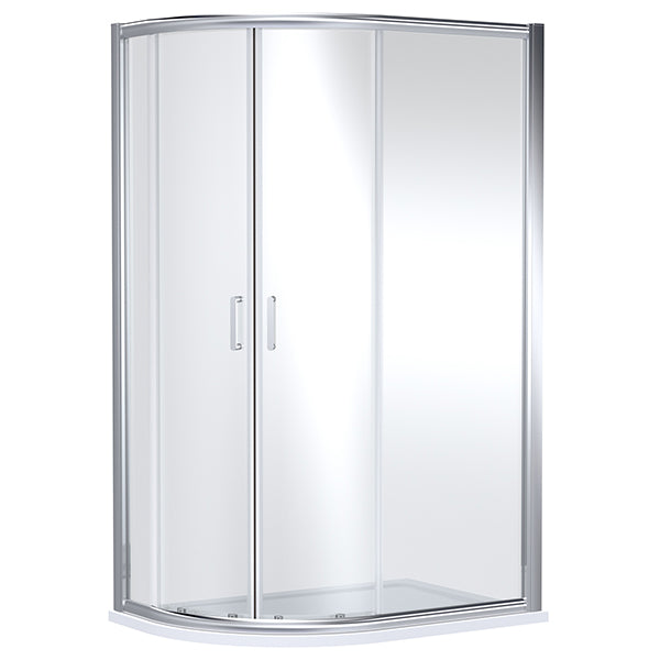 Nuie Lucie sliding offset quadrant shower enclosure with aluminium frame, two doors, measuring 1200x800mm.