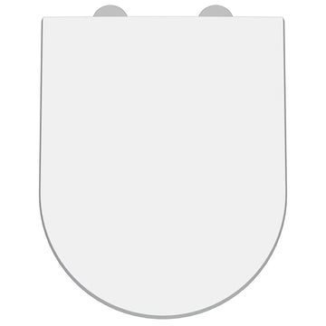 Nuie luxury D-shaped soft-close toilet seat and cover, top fix, in white, measuring 370x450mm, designed for modern bathrooms.