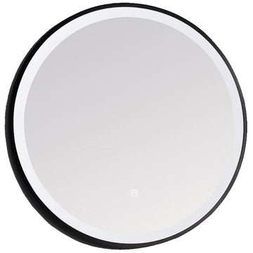 Kartell K-Vit Nero Round Black Frame LED Bathroom Mirror with Demister Pad - 600 x 600mm