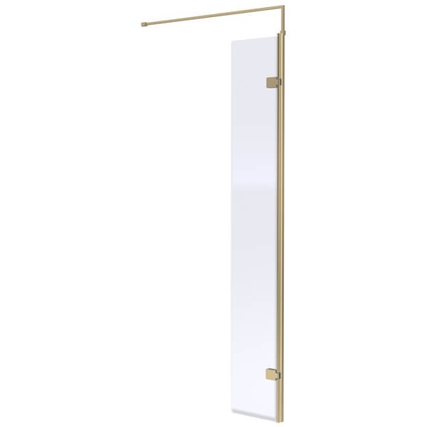 Nuie frameless wetroom hinged return panel with aluminium profile, 300x1850mm, reversible design for modern shower enclosures