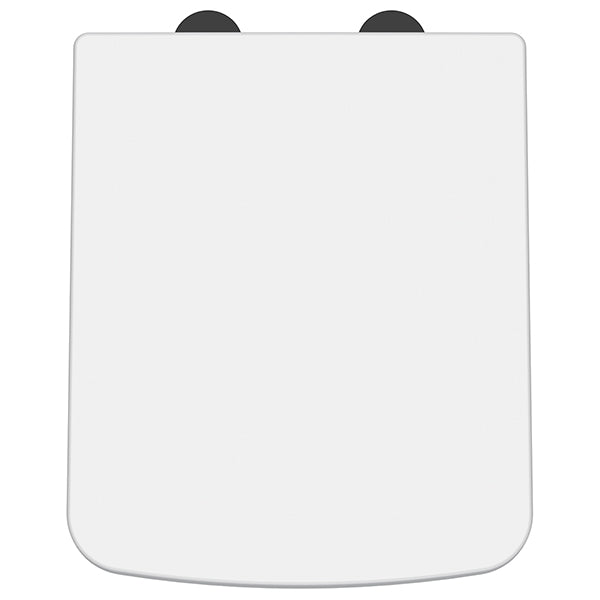 Nuie Square soft close toilet seat and cover by Tuskan Tiles, top fix, 358x435mm, with secure hinges and smooth closing mechanism.