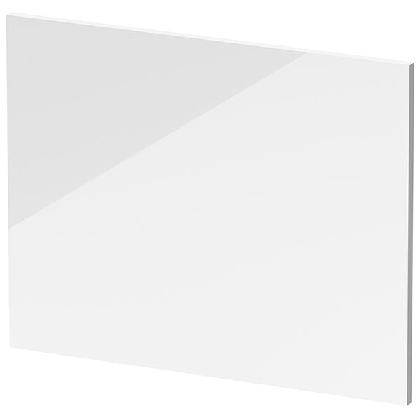 Nuie white waterproof shower bath end panel for 700x540mm bath, shown in a bathroom setting with clean design