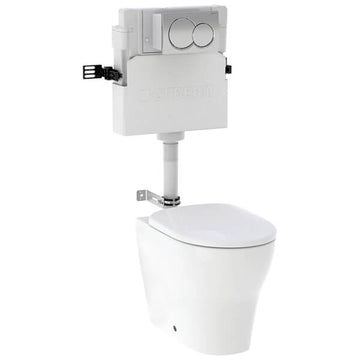 Geberit Alpha Concealed Cistern with Flush Plate and Selnova Back To Wall Rimless Toilet
