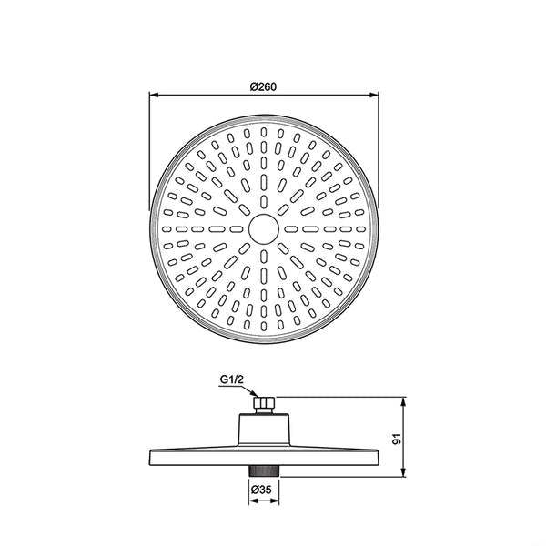 Ideal Standard Idealrain ALU+ Round Contemporary Shower Head - Swivel - 260 x 260mm