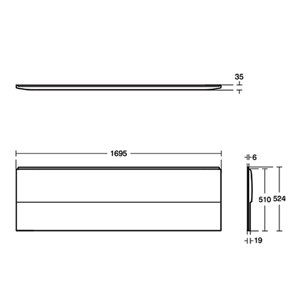 White acrylic front panel for Ideal Standard Baronet straight bath, 1695 x 524mm, designed for easy installation.