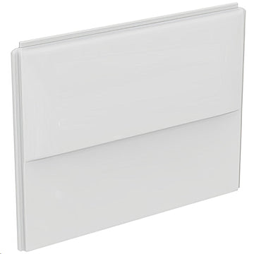 White acrylic Ideal Standard Baronet straight bath end panel, 690 x 525mm, designed for bath enclosure installation.