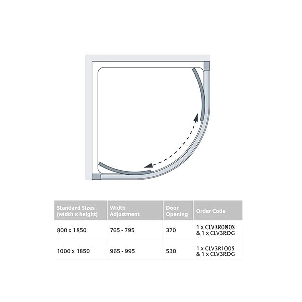 Lakes Classic low threshold sliding quadrant shower enclosure with chrome frame and two doors, ideal for modern bathrooms.