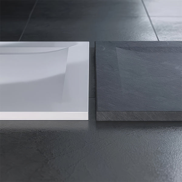 Mira Flight Low Level Offset Quadrant Shower Tray with Waste - Acrylic-Capped Resin Stone - 1200 x 900mm