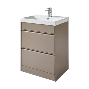 Moon 600mm 2 Drawer Floor Standing Unit  With Ceramic Basin  – Cocoa - Tuskan Tiles