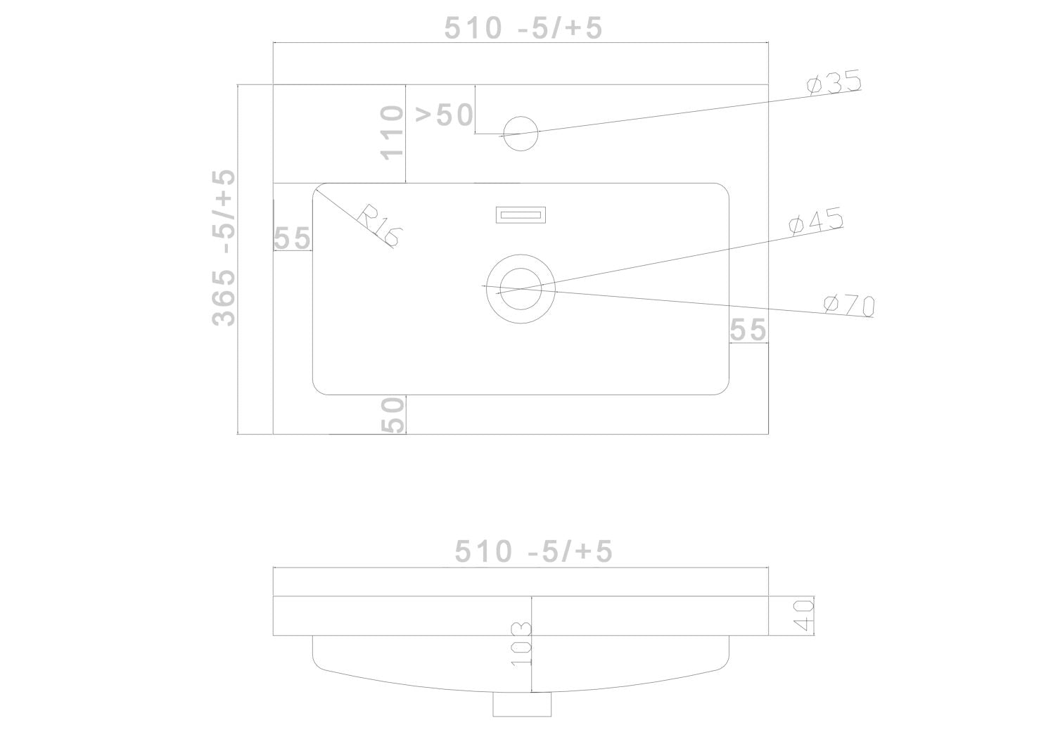 Muro 500 Wall Hung Basin Unit with Ceramic Basin