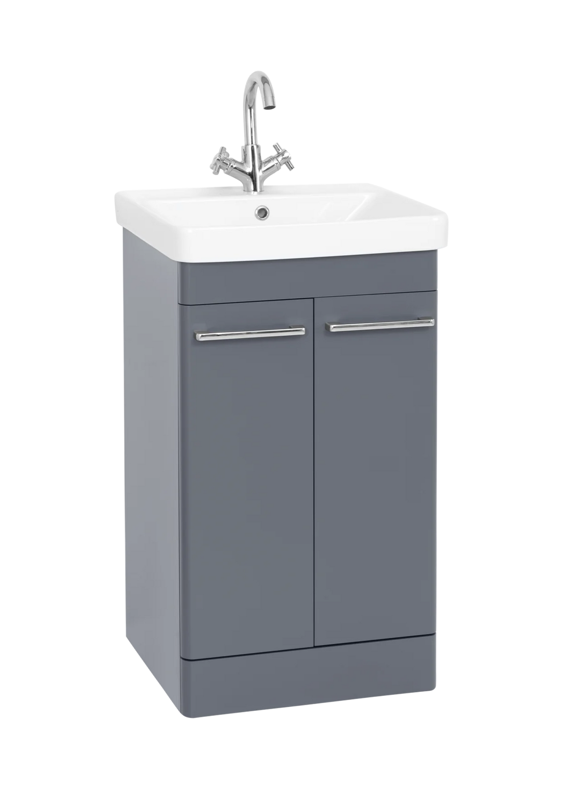 Options 24 500mm Floor Standing 2 Door Unit with Ceramic Basin – Cool Grey - Tuskan Tiles