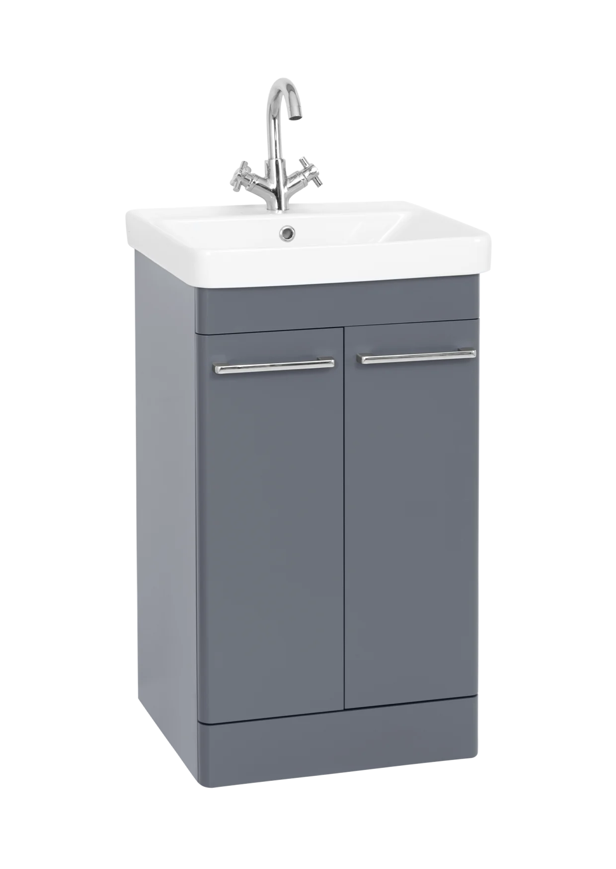 Options 24 500mm Floor Standing 2 Door Unit with Ceramic Basin – Cool Grey - Tuskan Tiles