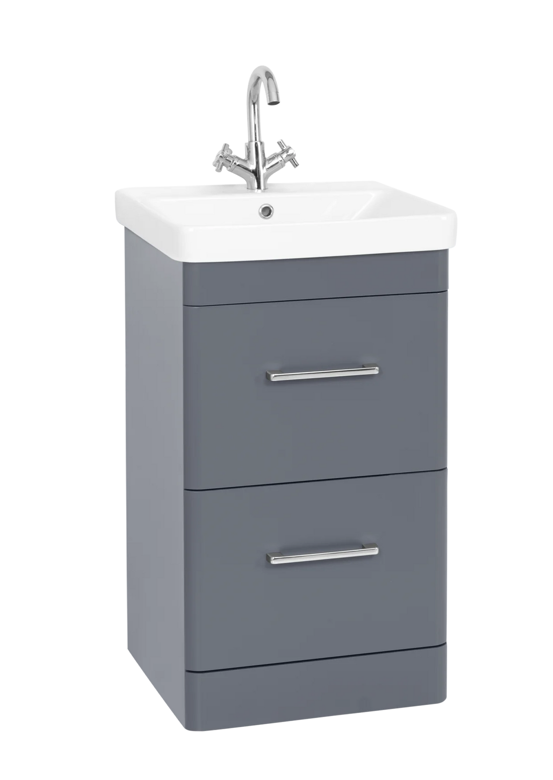 Options 24 500mm Floor Standing 2 Drawer Unit with Ceramic Basin – Cool Grey - Tuskan Tiles