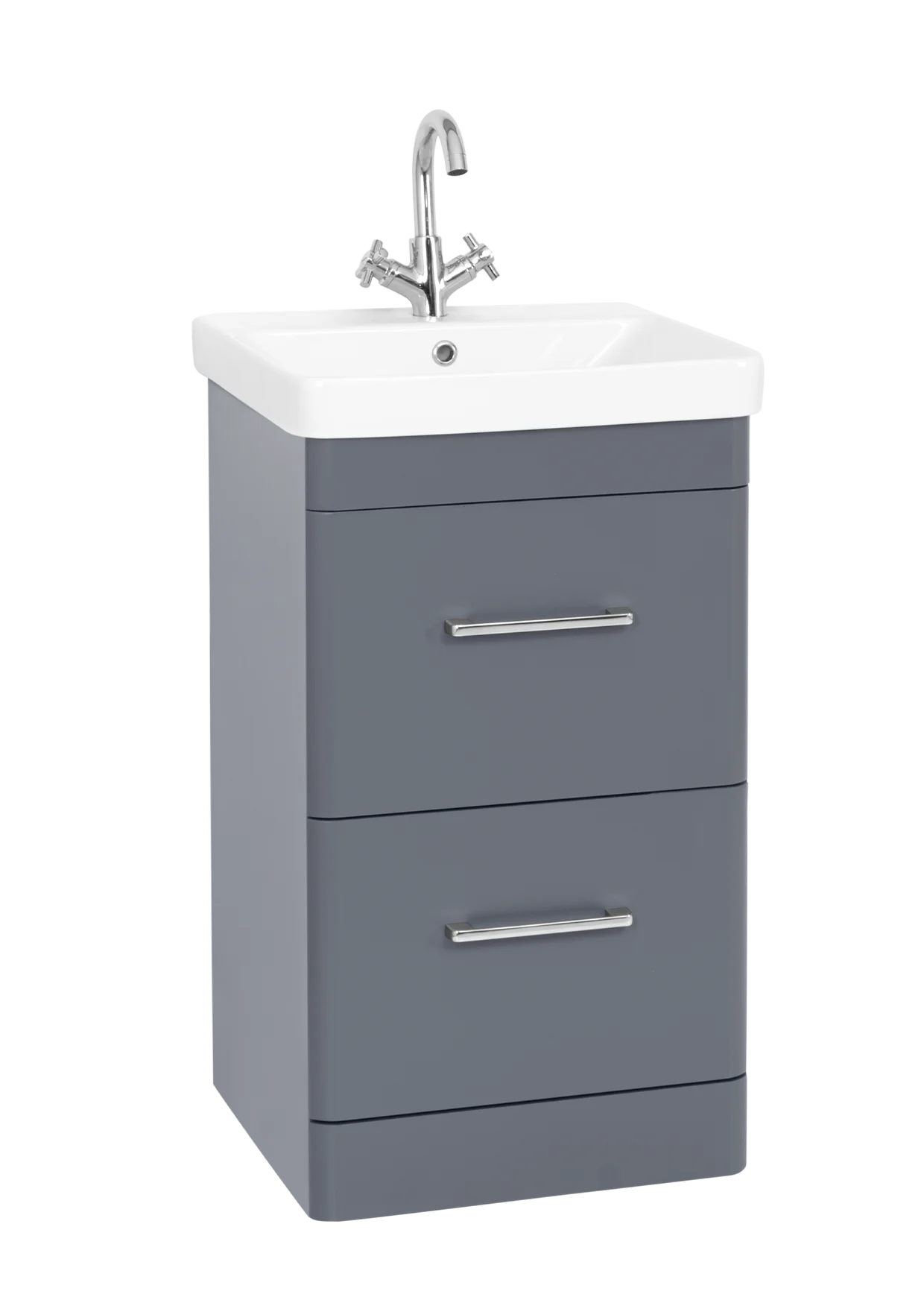 Options 24 500mm Floor Standing 2 Drawer Unit with Ceramic Basin – Cool Grey - Tuskan Tiles