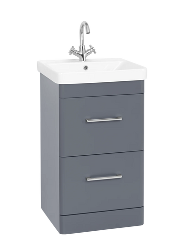 Options 24 500mm Floor Standing 2 Drawer Unit with Ceramic Basin – Cool Grey - Tuskan Tiles