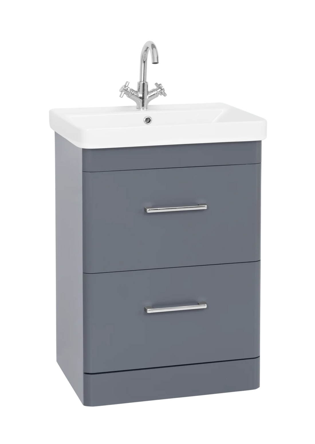 Options 24 600mm Floor Standing 2 Drawer Unit with Ceramic Basin – Cool Grey - Tuskan Tiles