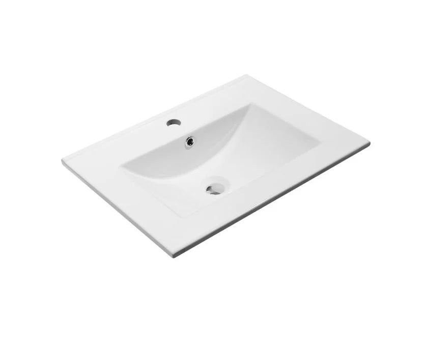 Moon 600mm 2 Drawer Wall Mounted Unit with Ceramic Basin – Cocoa - Tuskan Tiles