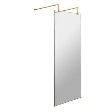 Hudson Reed Freestanding Wetroom Shower Screen with Feet - Brushed Brass Support Arms
