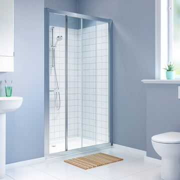 Geberit Geo Rectangular Sliding Shower Door - Silver Aluminium Frame - Reversible
