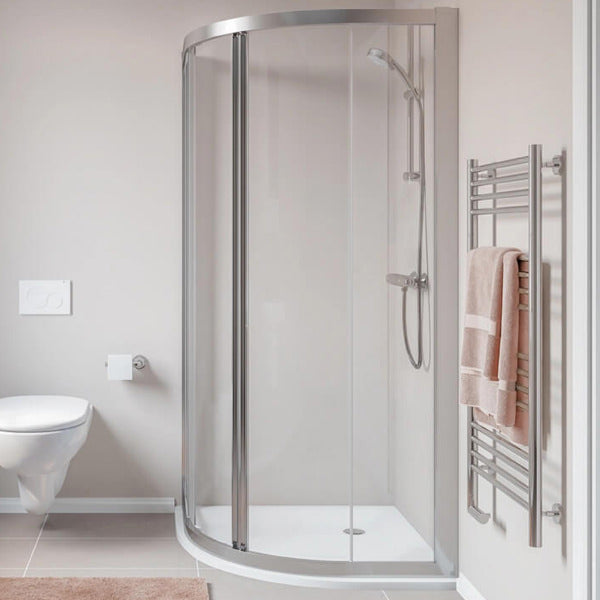 Geberit Geo Sliding Door Quadrant Shower Enclosure 1900mm High - Silver Aluminium Frame