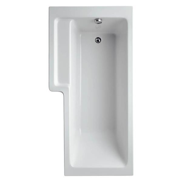 Ideal Standard Tempo Cube Idealform L-shaped shower bath 1700x850mm, white acrylic with smooth edges and built-in drainage.