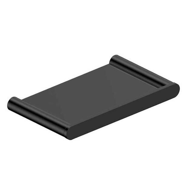 Contemporary stainless steel soap dish with wall holder by Tuskan Tiles, round design, suitable for bathroom decor.