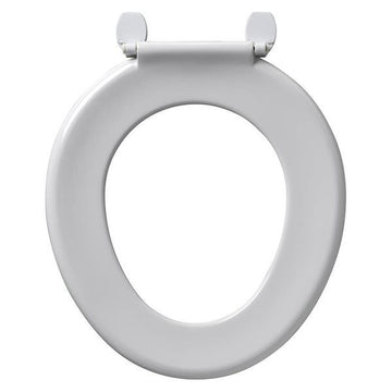White Armitage Shanks Bakasan toilet seat with rod and plastic hinges, 380x440mm, designed for easy installation and comfort.