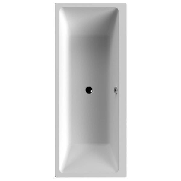 Nuie Asselby white acrylic double-ended bath by Tuskan Tiles, 1800x800mm, featuring sleek thin edges and modern design