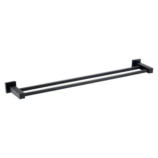 Double RAK Cubis towel bar by Tuskan Tiles, mounted on wall, featuring sleek chrome finish for modern bathroom decor.