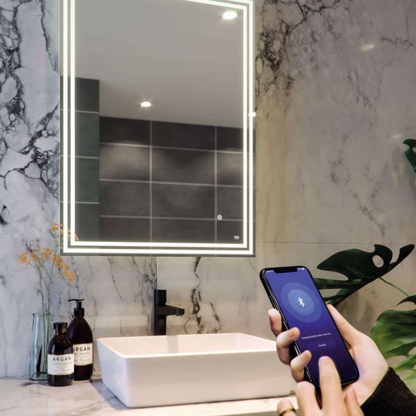 RAK Hermes Portrait Frontlit LED Mirror with Demister Pad and Shaver Socket - 600 x 800mm