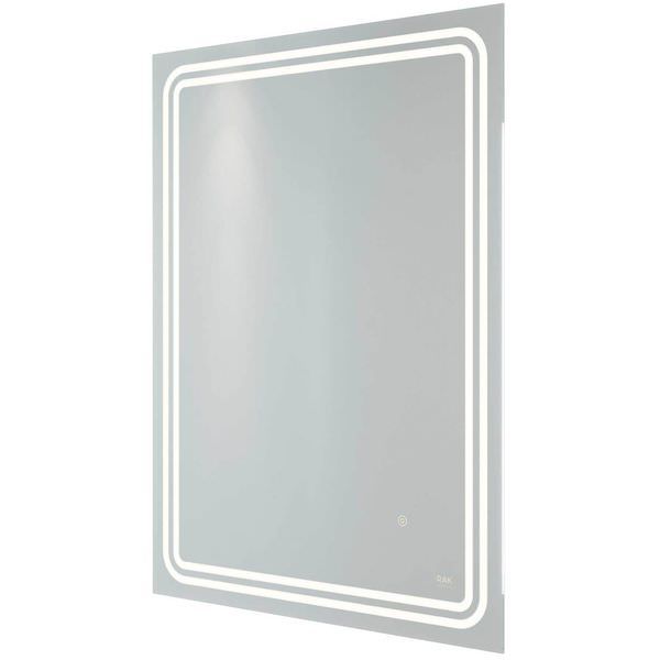 RAK Pluto Portrait Frontlit LED Illuminated Mirror with Demister Pad and Shaver Socket - 600 x 800mm